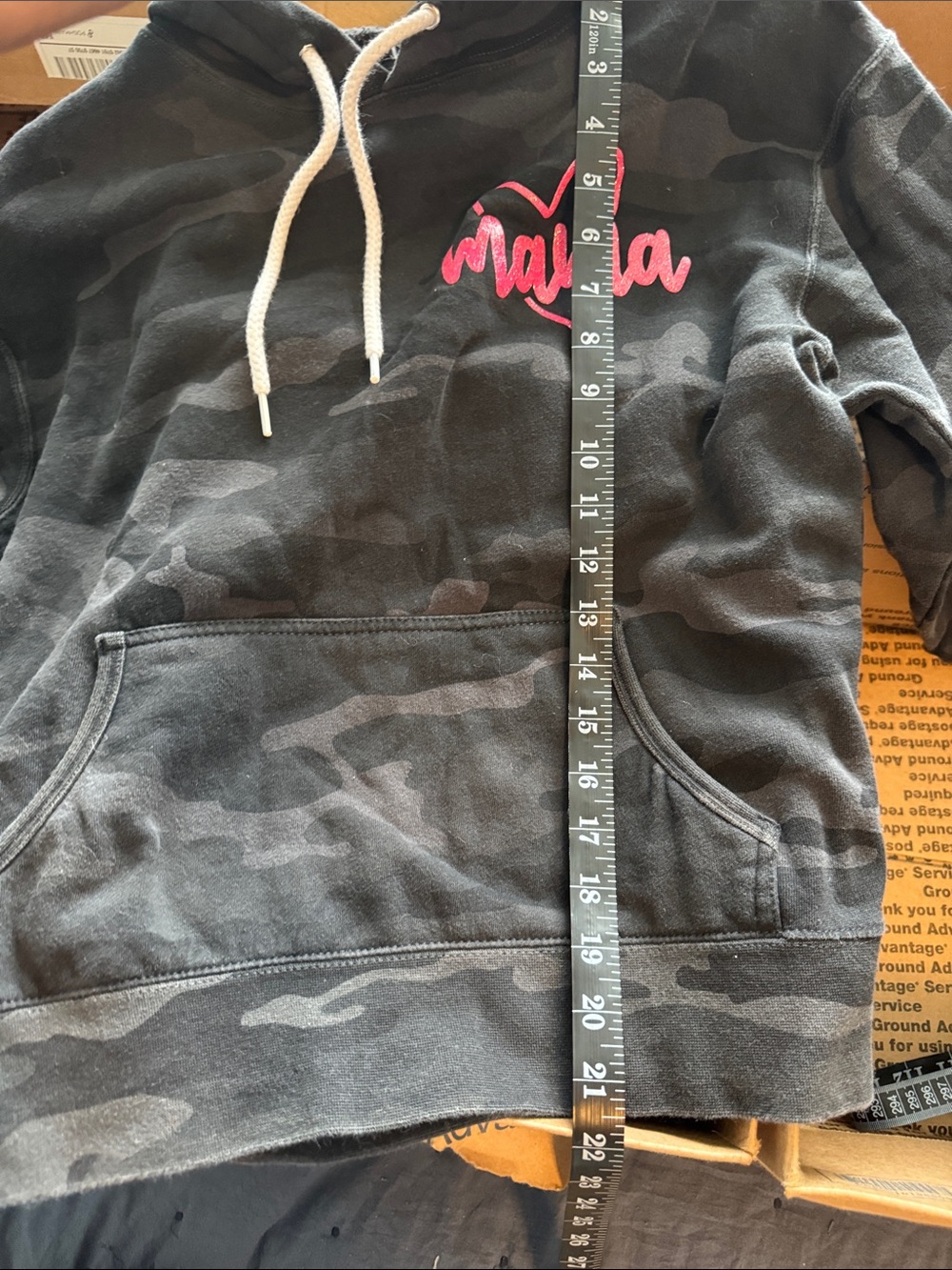 Black Camo "Mama" Hoodie with Pink Script - Picture 6 of 6